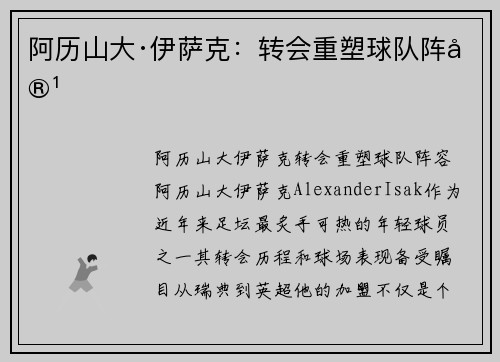 阿历山大·伊萨克：转会重塑球队阵容